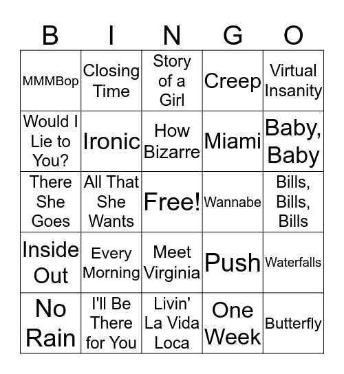 OH SNAP! IT'S THE 90'S Bingo Card