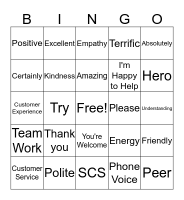 Customer Service Week Bingo Card