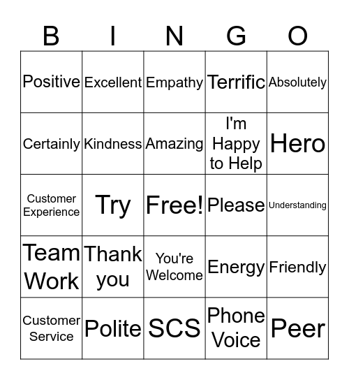 Customer Service Week Bingo Card