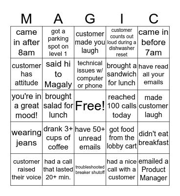 BOSCH CUSTOMER SERVICE Bingo Card