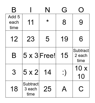 Math-O Bingo Card