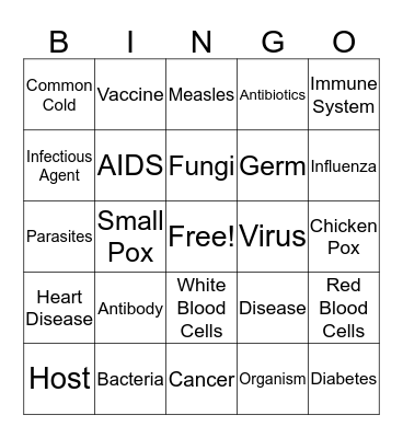 IMMUNITY & DISEASE Bingo Card