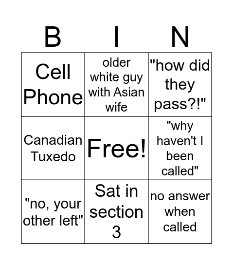 IVT BINGO Card