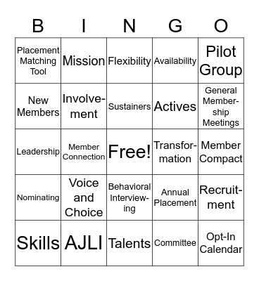 Membership Rollout Bingo Card