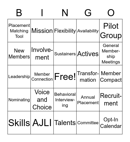 Membership Rollout Bingo Card