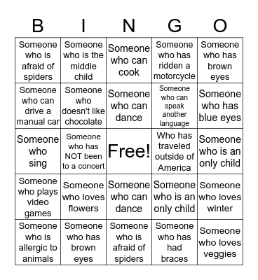 Ice-Breaker Bingo Card