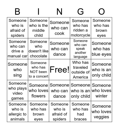 Ice-Breaker Bingo Card