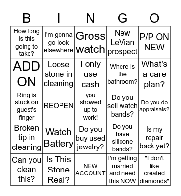 Things That Happen Bingo Card
