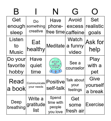 Self Care Bingo Card