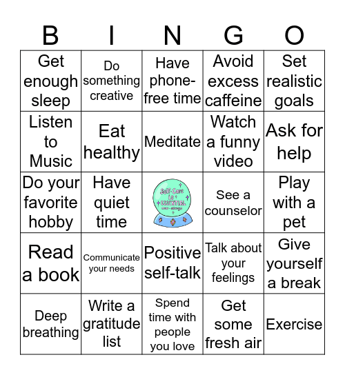 Self Care Bingo Card