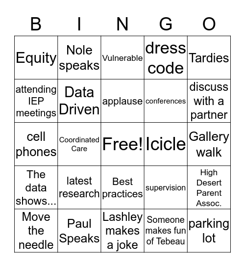 SIW Bingo Card
