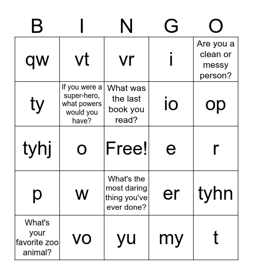 chad Bingo Card