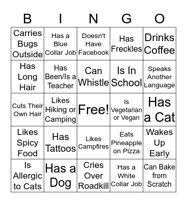 People Bingo Card