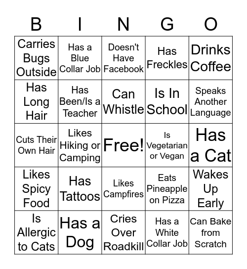 People Bingo Card