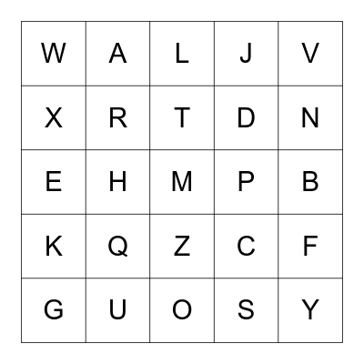 Alphabet Bingo Card