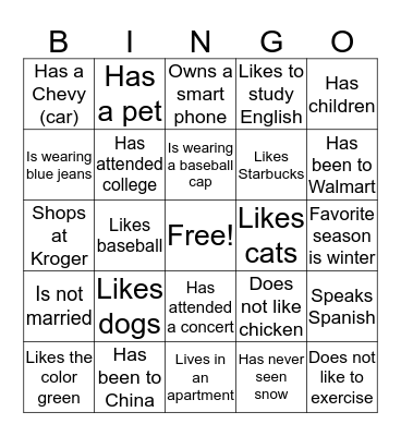 Make New Friends Bingo Card