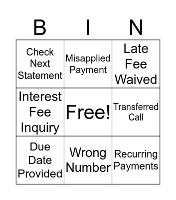Collections Bingo Card