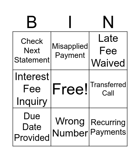 Collections Bingo Card