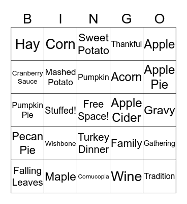 Thanksgiving Bingo Card