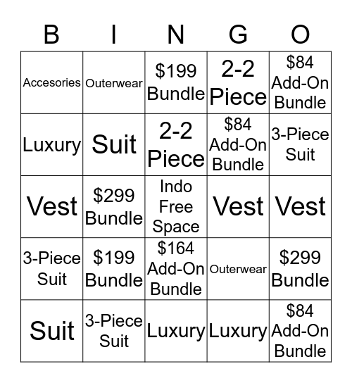 Upsell Bingo Card