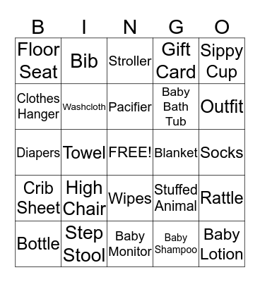 Baby Bingo Card