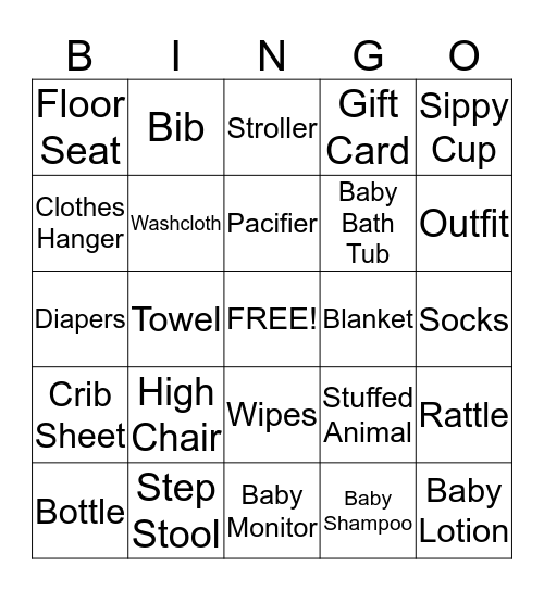 Baby Bingo Card