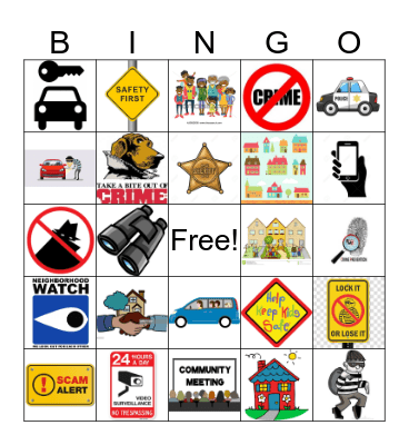 Crime Prevention Bingo Card