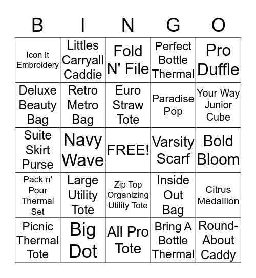 Thirty One Bingo Card