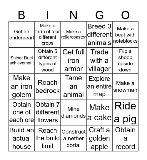 Sharpie's Bingo Card