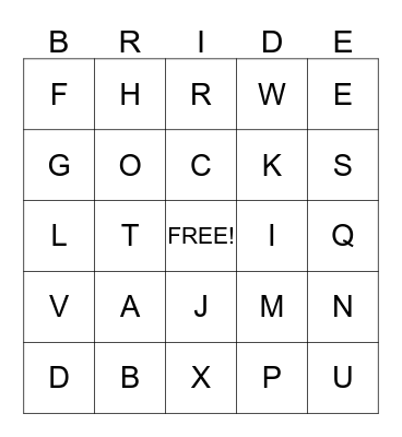 BRIDAL SHOWER BINGO Card