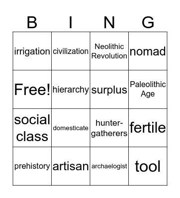 Prehistory and Stone Age Bingo Card