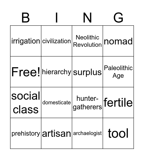 Prehistory and Stone Age Bingo Card