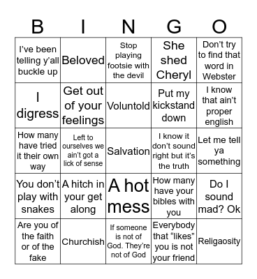 Evans Hill “O” Bingo Card
