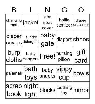 Baby Shower Bingo! Bingo Card