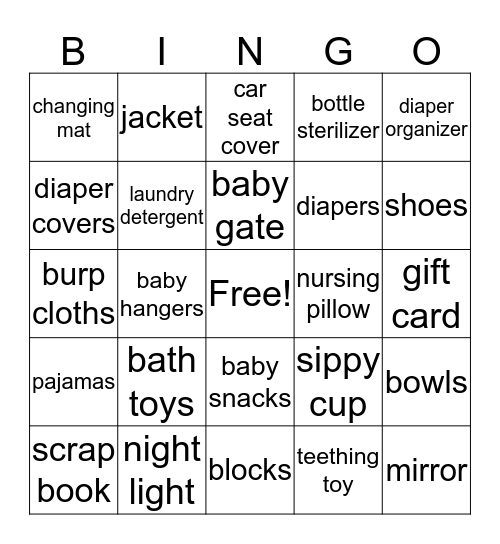 Baby Shower Bingo! Bingo Card