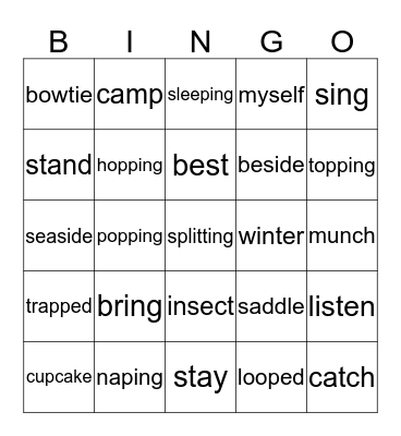 Chunking Bingo Card