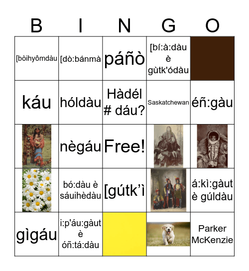 KIOWA BINGO Card
