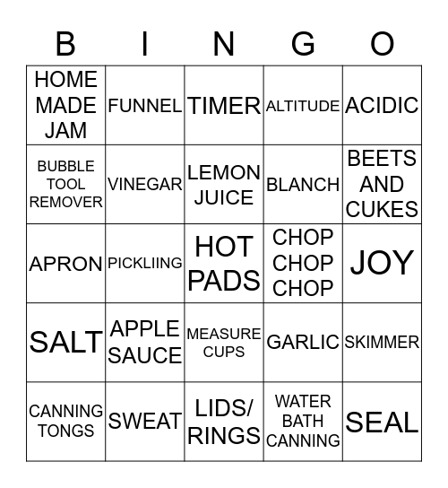 HAPPY HARVEST Bingo Card