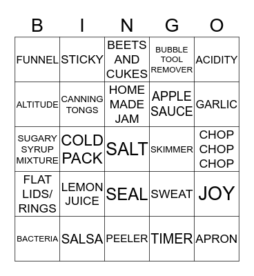 HAPPY HARVEST Bingo Card