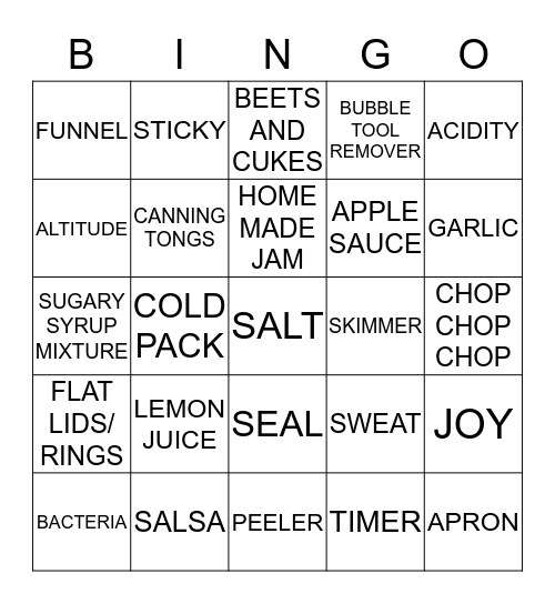 HAPPY HARVEST Bingo Card
