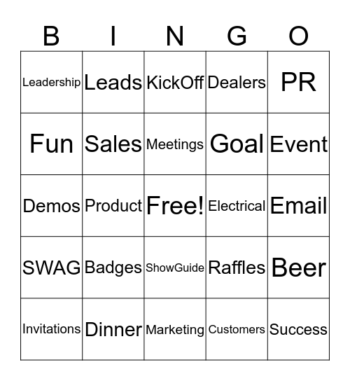 Channel Marketing Bingo Card