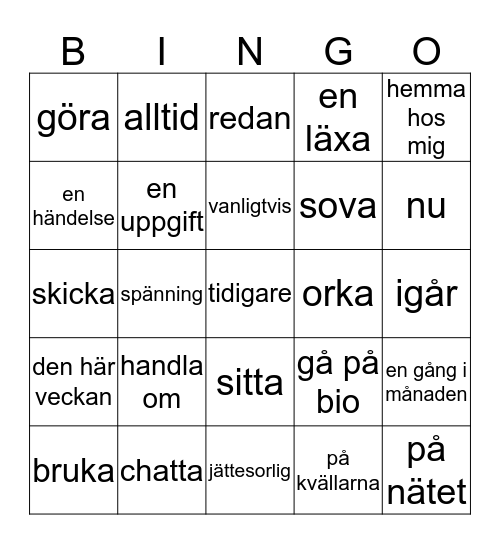 Nyckel 8 Stycke 2 Bingo Card