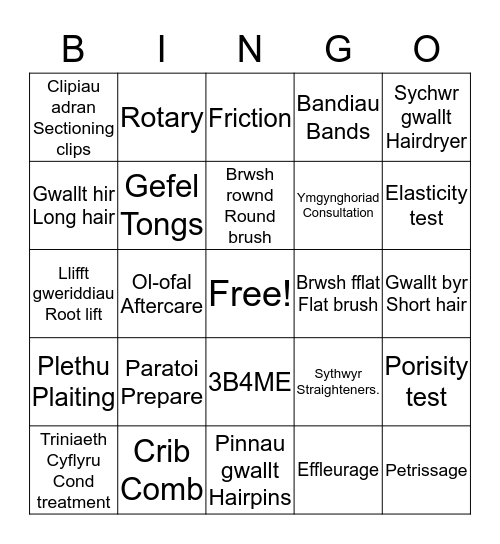 Gwallt Bingo/Hair Bingo Card