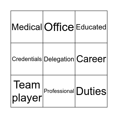 The Profession of Medical Assisting Bingo Card