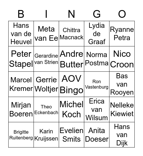 AOV Bingo Card