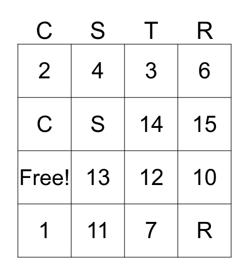 CSTR Bingo Card
