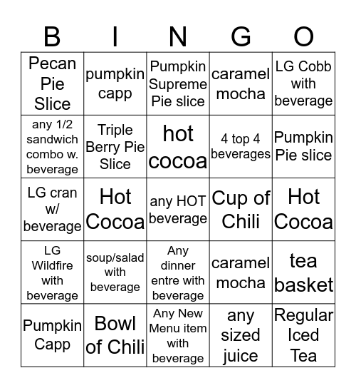 Fall-iday Fun Bingo Card