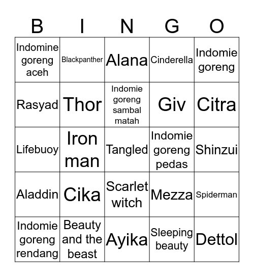 Cika Bingo Card