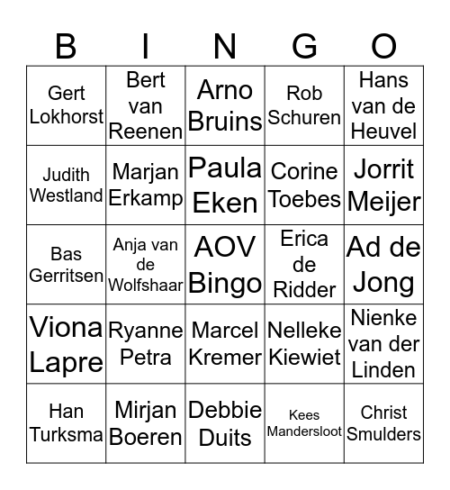 AOV Bingo Card