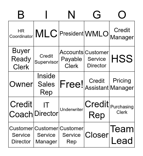 Customer Service Bingo  Bingo Card
